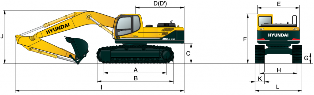 Габаритные размеры R380LC-9SH